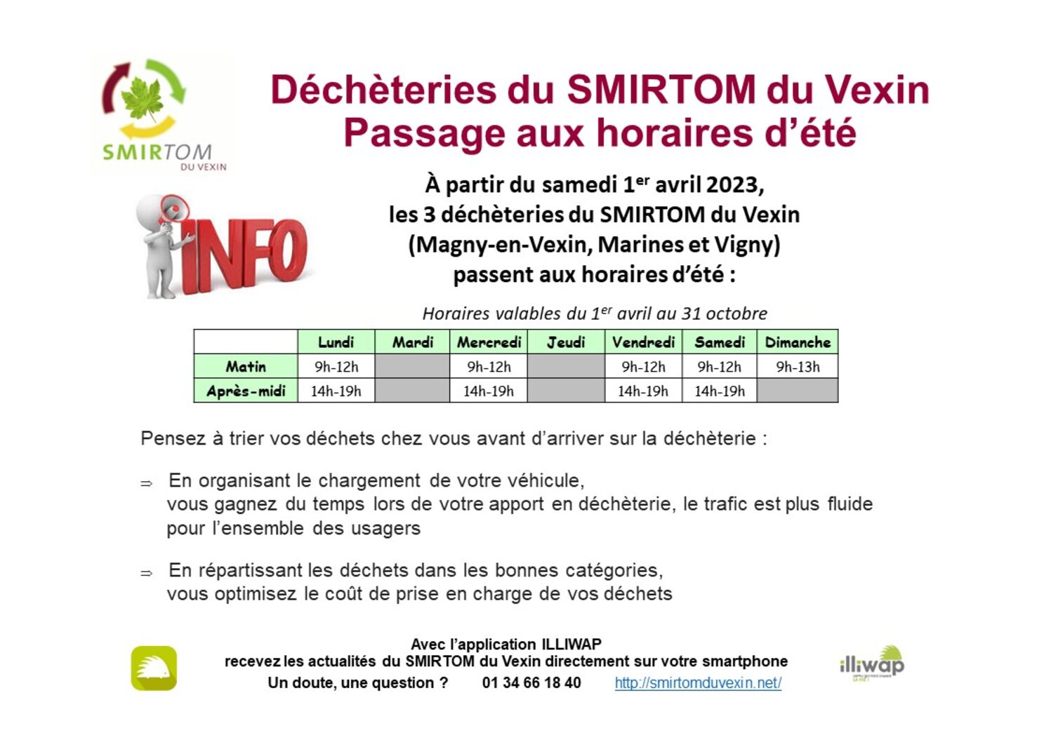 2023-04 SdV déchèteries Passage horaires été INTERNET