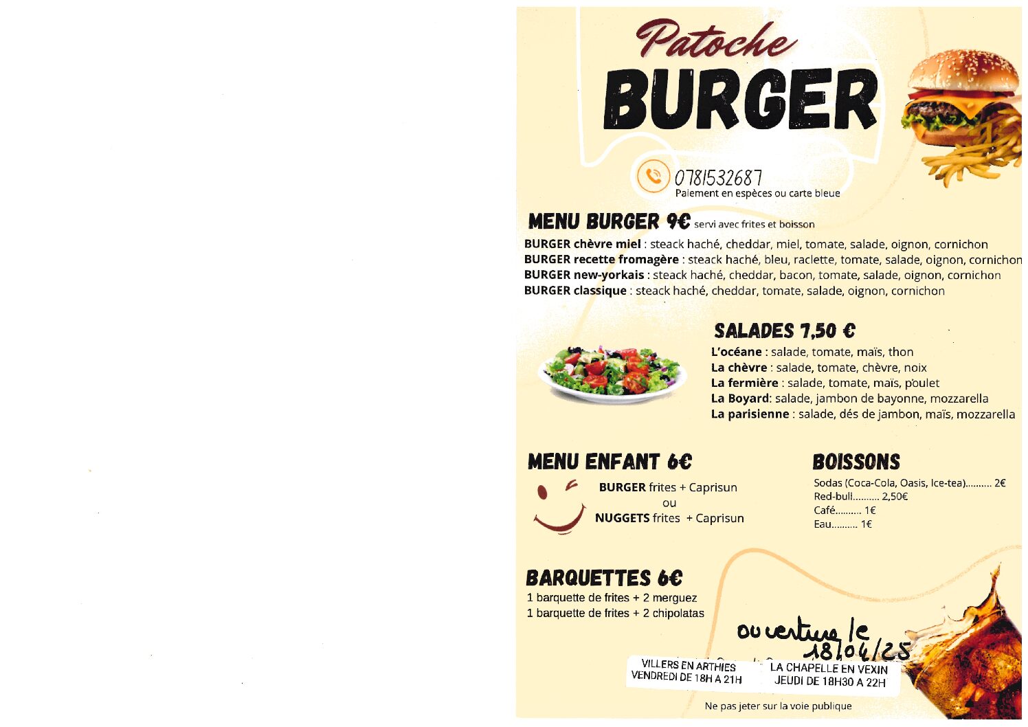 Patoche burger de retour ce vendredi