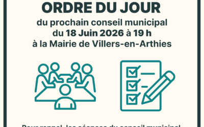 Ordre du jour du prochain conseil municipal du 18 juin 2026