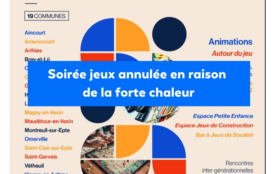 Soirée jeux annulée ce soir 22 juin