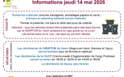 Collectes et déchèteries jeudi 14 mai