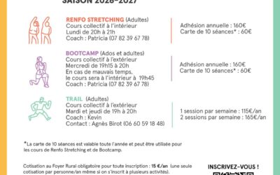 Programme des cours du Foyer Rural de Villers – 2026/7